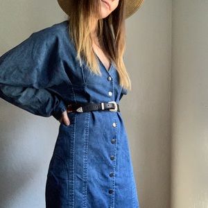 Free People Denim Long Sleeve Dress